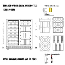 Load image into Gallery viewer, Kings Bottle 30&quot; Under Counter Low-E Glass Door Wine and Beer Cooler Combo Combo Wine/Beverage Cooler Just Chill Wine 