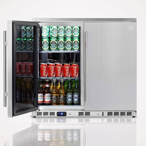 Kings Bottle 36 Inch Outdoor Beverage Refrigerator 2 Door For Home Beverage Cooler Just Chill Wine 