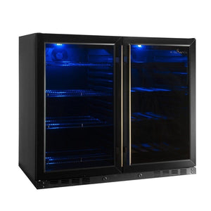 Kings Bottle 39" Under Counter Wine And Beer Fridge Combo Combo Wine/Beverage Cooler Just Chill Wine Glass Door With Black Trim 