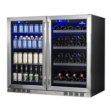 Load image into Gallery viewer, Kings Bottle 39&quot; Under Counter Wine And Beer Fridge Combo Combo Wine/Beverage Cooler Just Chill Wine Glass Door With Stainless Steel Trim 