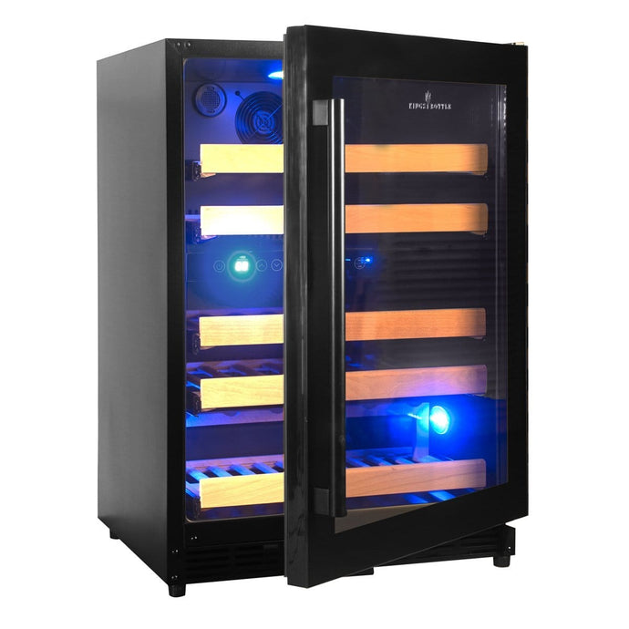 Kings Bottle 44 Bottles 24 Inch Under Counter Dual Zone Wine Cooler Wine Coolers Just Chill Wine Borderless Black Glass Door Right Hand Hinge 