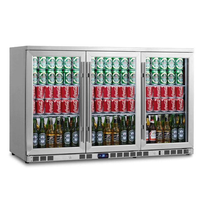 Kings Bottle 53 Inch Heating Glass 3 Door Large Beverage Refrigerator Beverage Cooler Just Chill Wine 