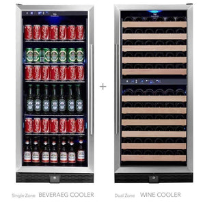 Kings Bottle 56" Upright Wine And Beverage Fridge Center Cabinet Freestanding Combo Wine/Beverage Cooler Just Chill Wine 