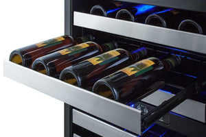 Summit 24" Wide Combination Dual-Zone Wine Cellar and 2-Drawer All-Refrigerator Combo Wine/Beverage Cooler Just Chill Wine 