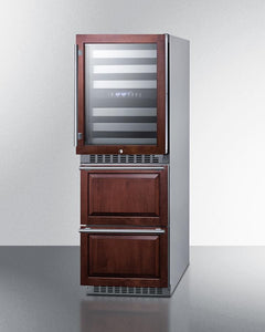 Summit 24" Wide Combination Dual-Zone Wine Cellar and 2-Drawer Refrigerator-Freezer (Panels Not Included) Combo Wine/Beverage Cooler Just Chill Wine 