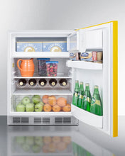 Load image into Gallery viewer, Summit Saffron Yellow 24&quot; Wide Refrigerator-Freezer Beverage Cooler Just Chill Wine 