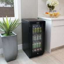 Load image into Gallery viewer, Whynter BBR-801BG Built-in Black Glass 80-can capacity 3.4 cu ft. Beverage Refrigerator Just Chill Wine 