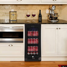 Load image into Gallery viewer, Whynter BBR-801BG Built-in Black Glass 80-can capacity 3.4 cu ft. Beverage Refrigerator Just Chill Wine 