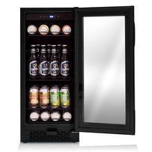 Load image into Gallery viewer, Whynter BBR-801BG Built-in Black Glass 80-can capacity 3.4 cu ft. Beverage Refrigerator Just Chill Wine 