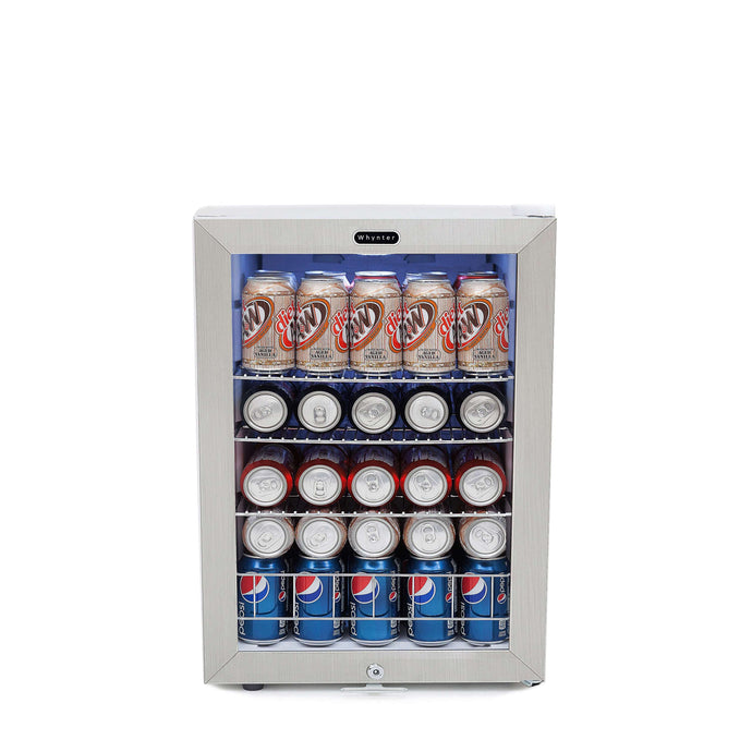 Whynter BR-091WS Beverage Refrigerator With Lock – Stainless Steel 90 Can Capacity Just Chill Wine 