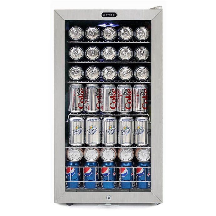 Whynter BR-128WS Beverage Refrigerator With Lock – Stainless Steel 120 Can Capacity Just Chill Wine 