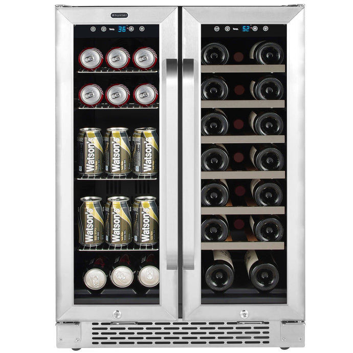 Whynter BWB-2060FDS/BWB-2060FDSa 24″ Built-In French Door Dual Zone 20 Bottle Wine Refrigerator 60 Can Beverage Center Just Chill Wine 