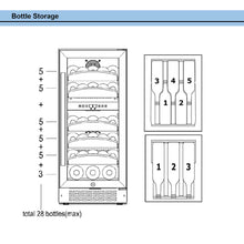 Load image into Gallery viewer, Whynter BWR-281DZ/BWR-281DZa 28 Bottle Dual Temperature Zone Built-In Wine Refrigerator Just Chill Wine 